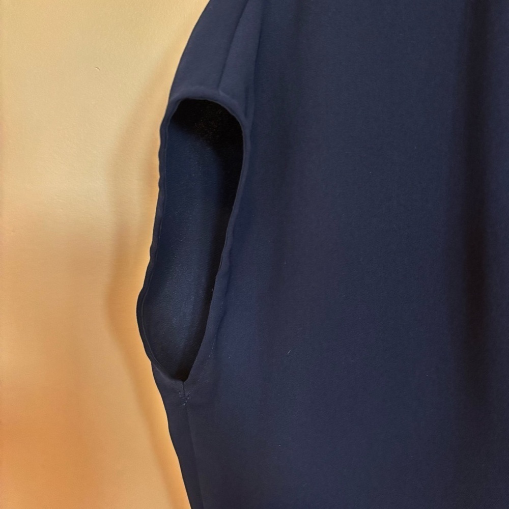 Vince Navy V-Neck Drape Dress - Size Sββ - Picture 3 of 9